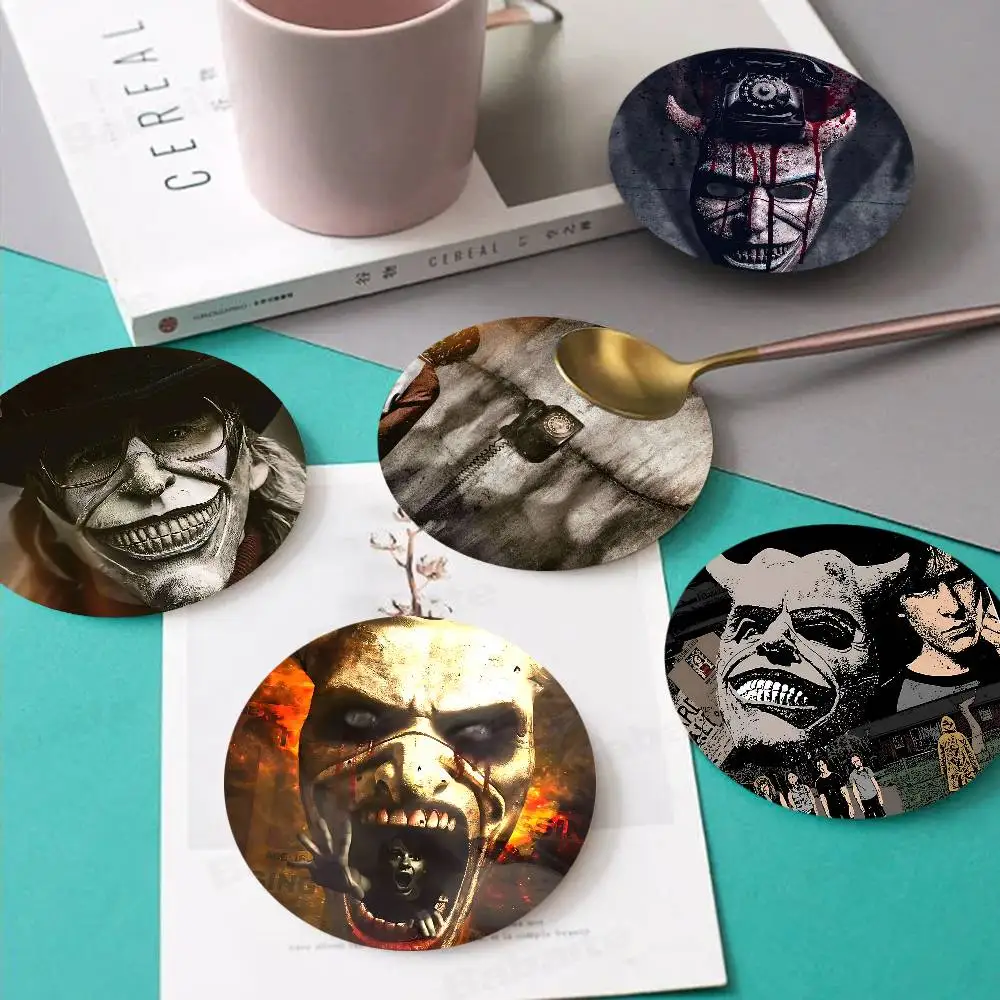 Horror Movie Black Phone Themed Wooden Coaster Non-Slip Heat-Resistant Fun Dining Table Decoration Cafe Restaurant Gifts