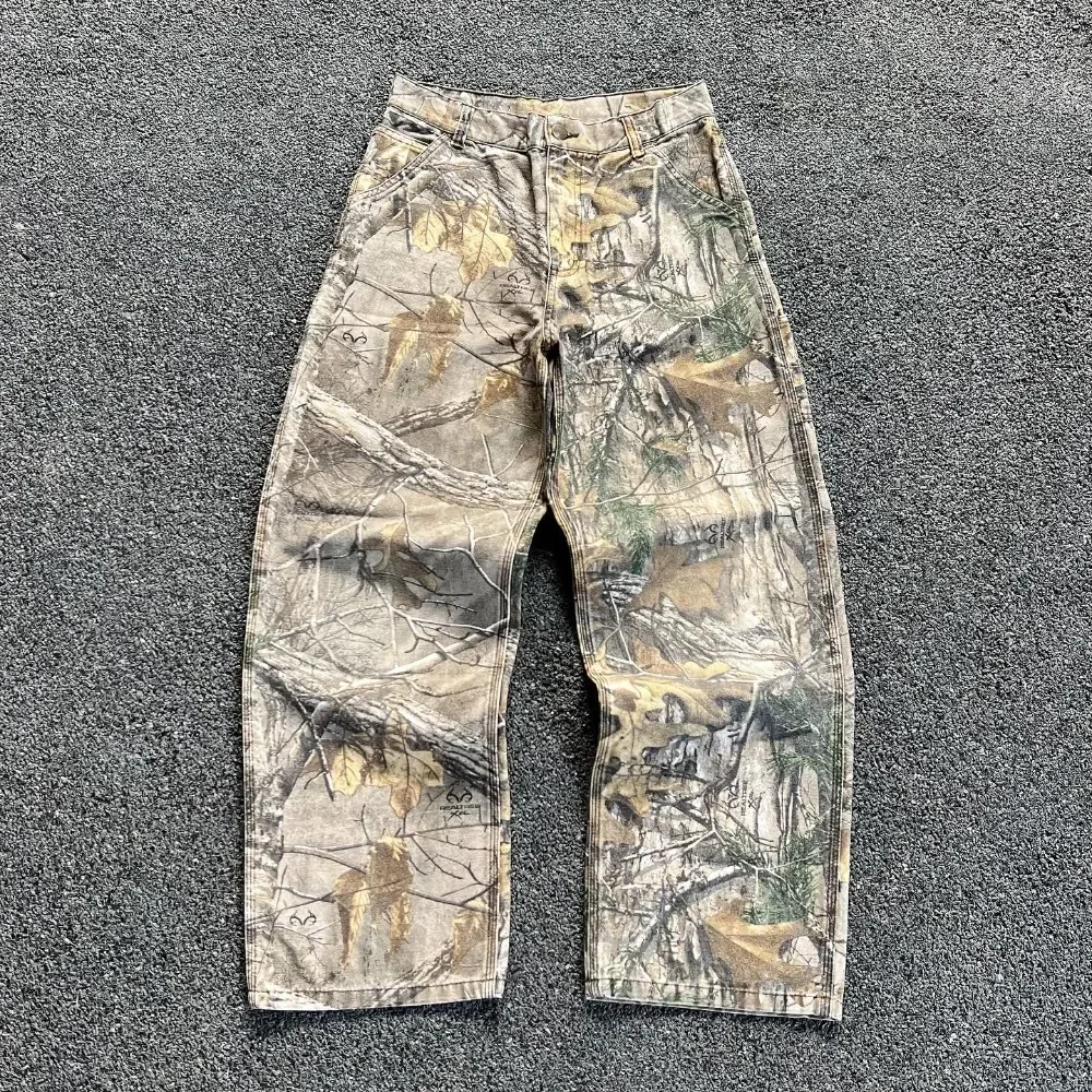 Pantalones vaqueros de camuflaje de gran tamaño para hombre, ropa de moda, pantalones de mezclilla Cargo, pierna recta, pierna ancha, ropa de calle, Retro, alta calidad, Y2k