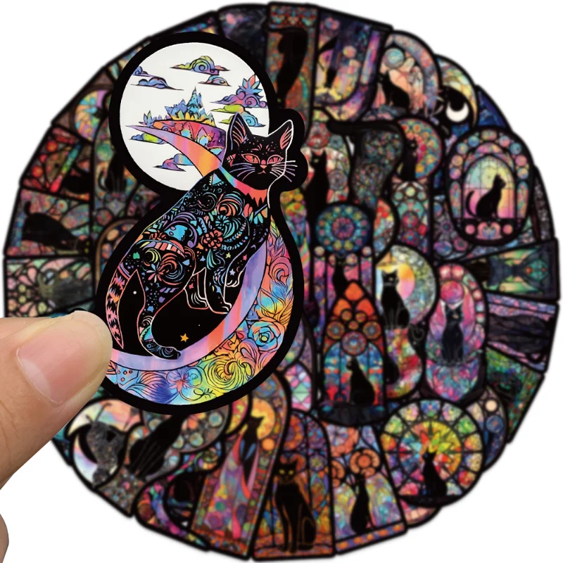 50pcs Dark Goth Cat Graffiti Stickers Skateboard Computer Water Cup Trolley Case Waterproof Self-adhesive Stickers Stationery