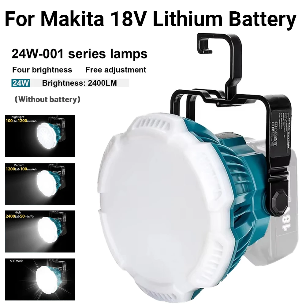 

24W Portable LED Warning Light Work Light Outdoor Lighting For Makita Power Tools 14.4V 18V 20V Lithium Battery LED Lamp