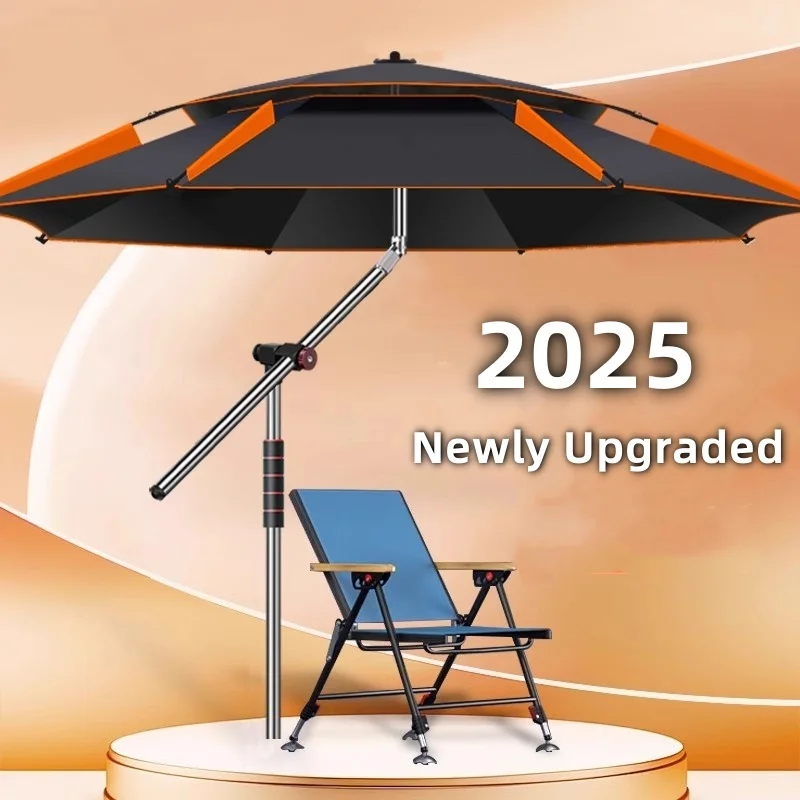 2.0-2.6M New Fishing Umbrella Upgraded Stainless Steel Mechanical Adjustment Fishing Parasol Sunshade  Large Beach Umbrella