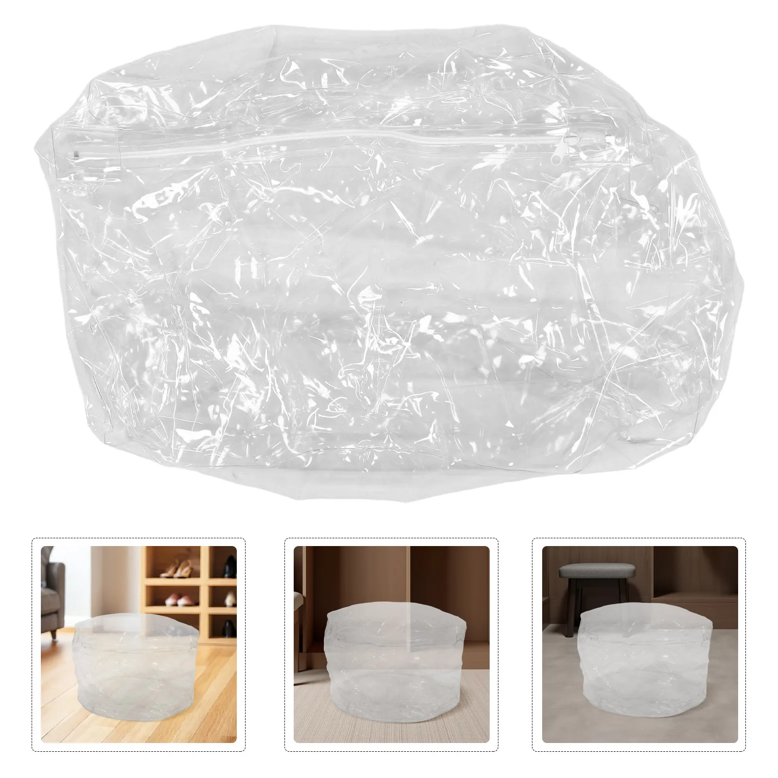 透明ソファ子供用収納チェアモダンなプラスチックビーンバッグカバージッパー付きクリアオーガナイザービンぬいぐるみ収納レイジーカウチ