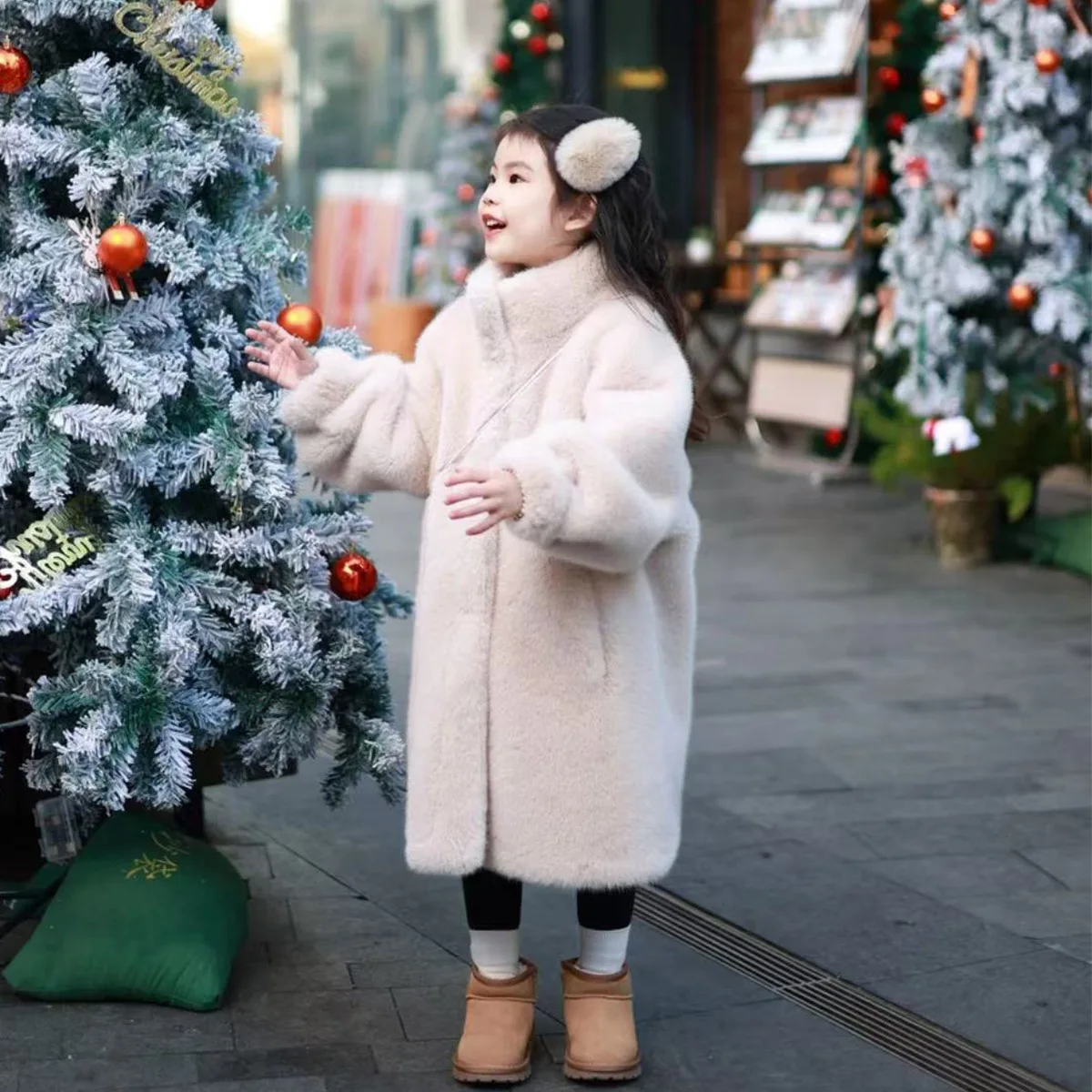 

Зимнее детское шерстяное пальто для девочек, однотонное толстое теплое пальто средней длины для молодых девочек-подростков, верхняя одежда из искусственного меха для детей от 4 до 12 лет, пальто