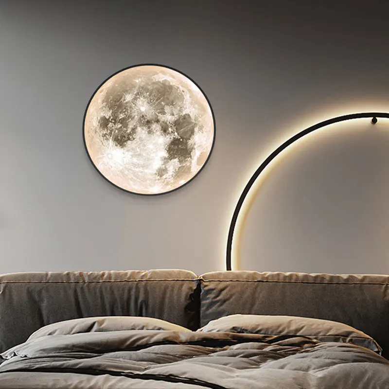 Lunar Wall Lamp, Bedroom Bedside Lamp, Modern Light Luxury Mural, Living Room Background Wall Decoration Lamp