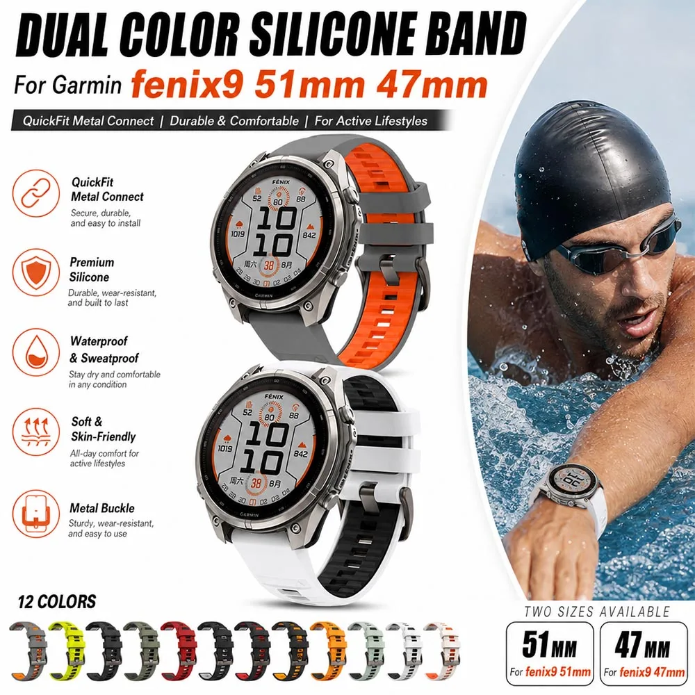 Originales Silikon-Schnellwechselarmband für Garmin Fenix ​ ​ 9Pro 8Pro 7X 6X Wasserdichtes Uhrenarmband für Garmin Fenix ​ ​ 9 51mm 47mm Armband