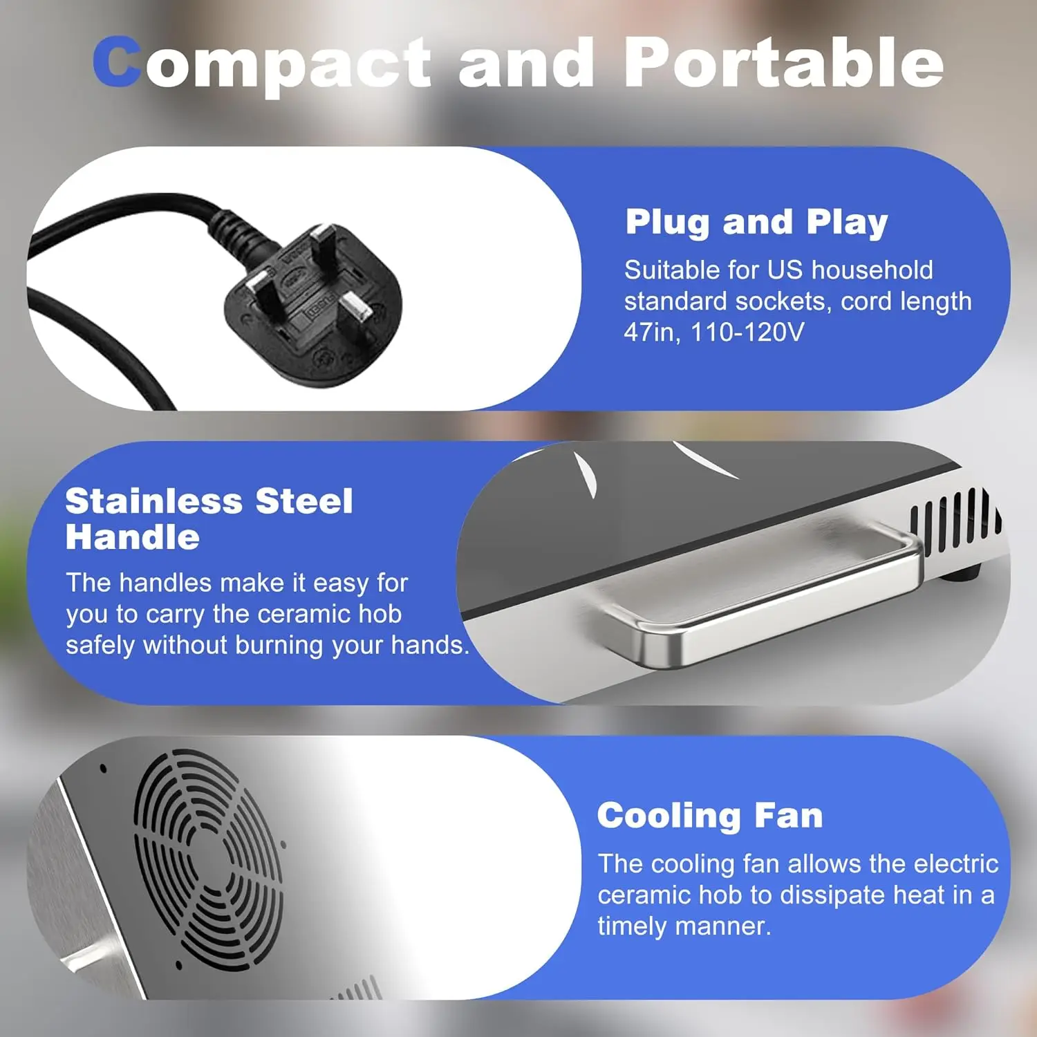 Karinear เตาเซรามิกแบบตะแกรง2โซนเตาไฟฟ้าขนาด3200วัตต์พร้อมตัวล็อคนิรภัยลูกบิดและระบบควบคุมแบบสัมผัสหัวเปิดปิดขนาด56ซม. 240V