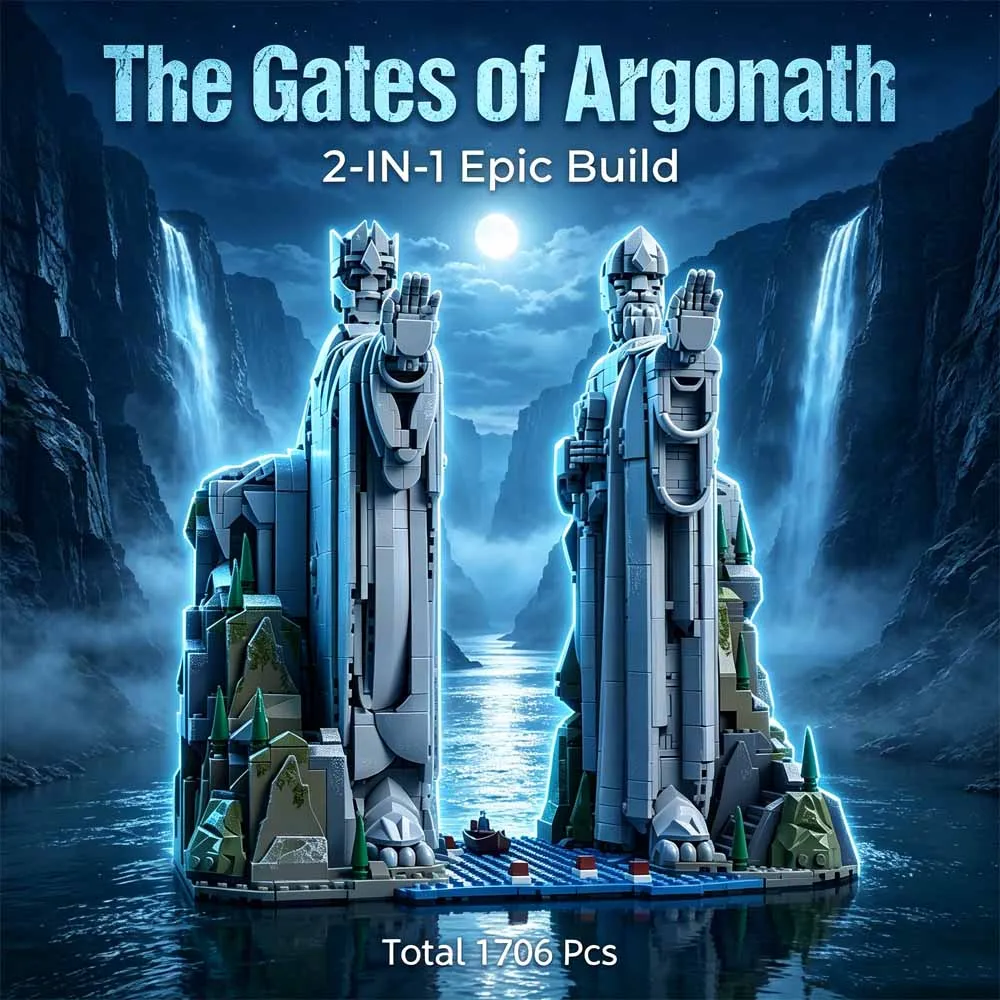 Moive Ring 2 in 1 Argonath Giant Statue Building Set, 839+867 PCS Famous Scene LOTR  Collectible Decor Display Model for Adult