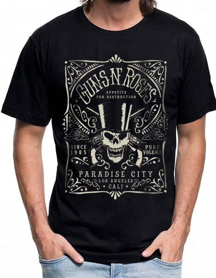 

Guns N Roses Paradise City T-Shirt Men's and Women's Short Sleeve Luxury Brand T-shirt Vintage Hip Hop Oversized Tops Streetwear