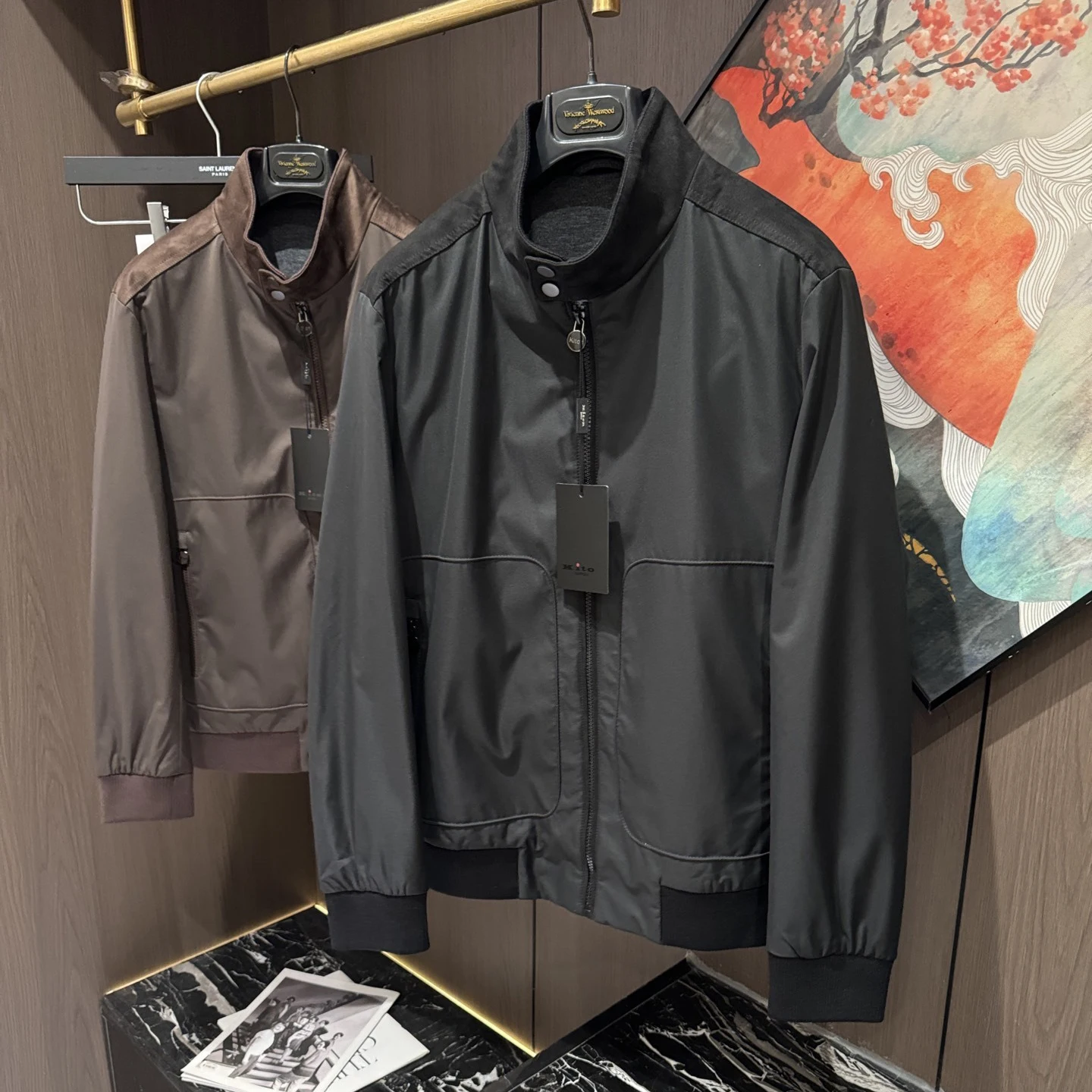 

Kiton осенне-зимняя однотонная деловая простая повседневная куртка на молнии с воротником-стойкой