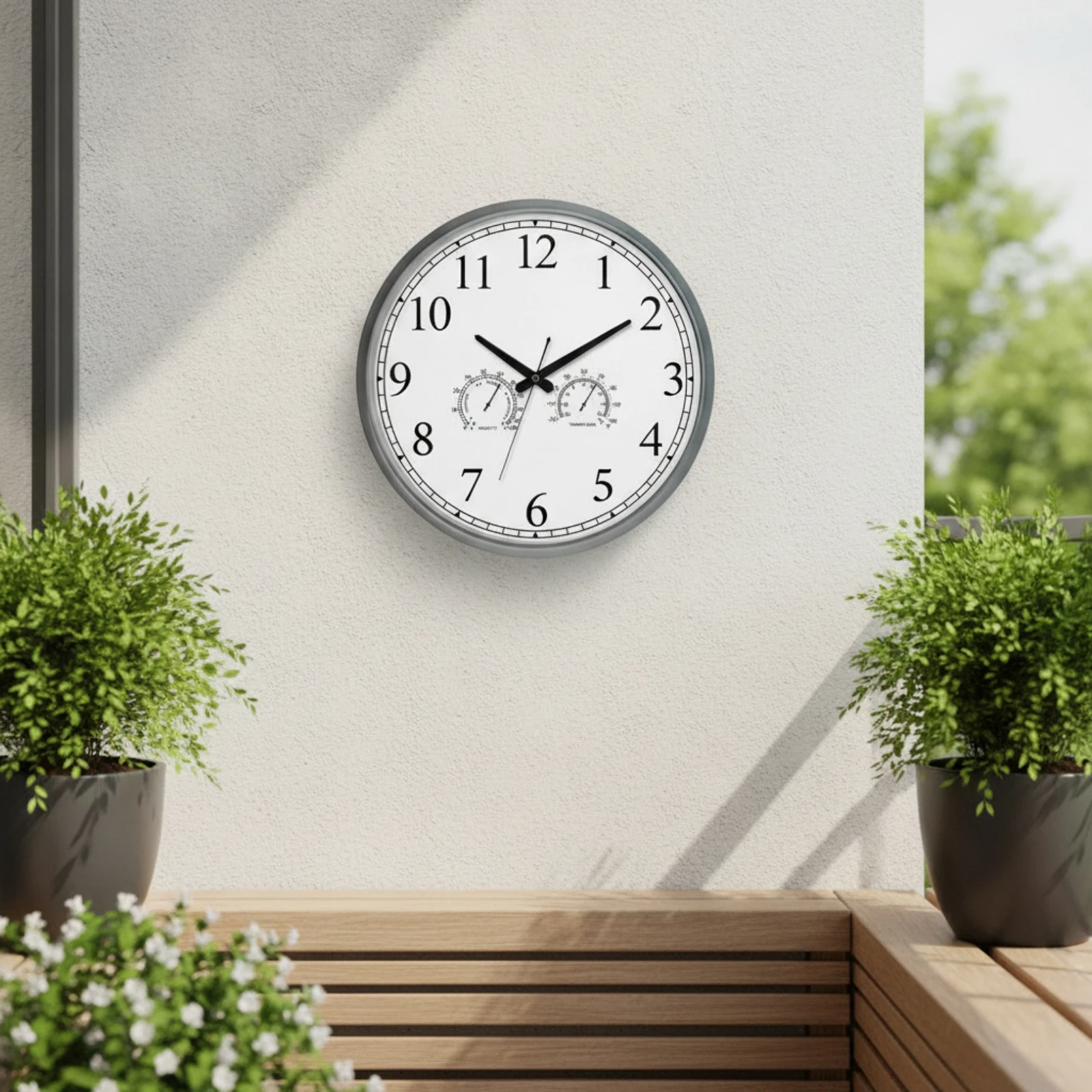 Outdoor Wall Clock Weatherproof Wall Clock with Waterproof Back Weather-Resistant Large for Patio, Garden