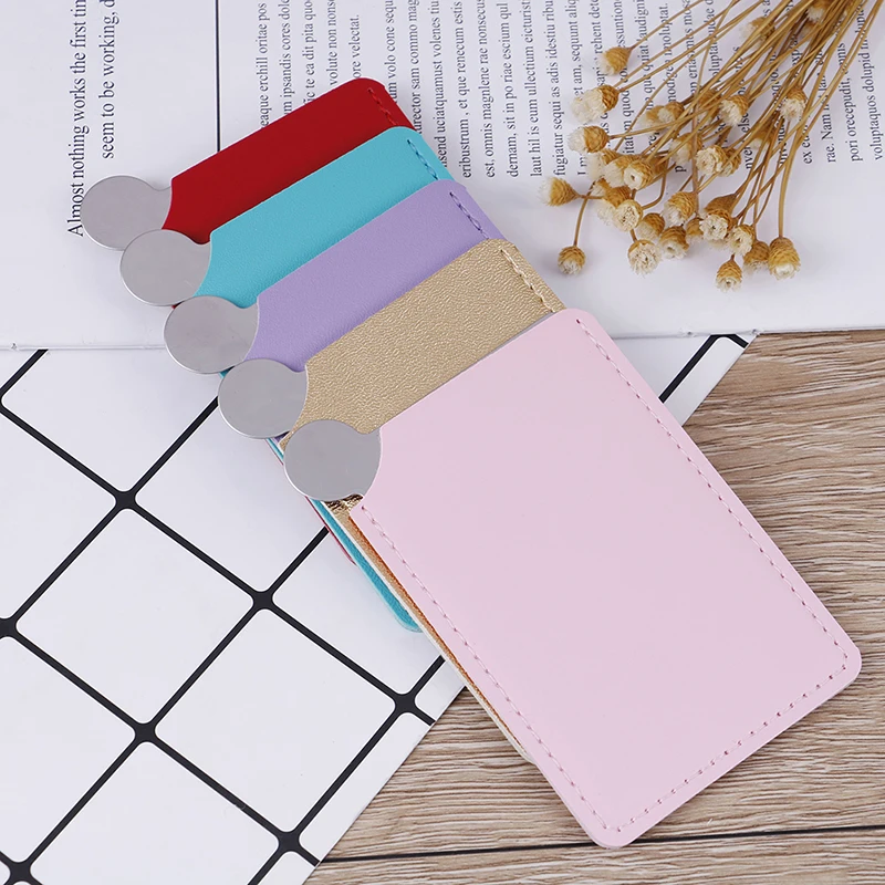 B*1PCS Stainless Steel Cosmetic Mirror Unbreakable Shatter-proof Makeup Mirror With Carry Sleeve Portable Traveling Use