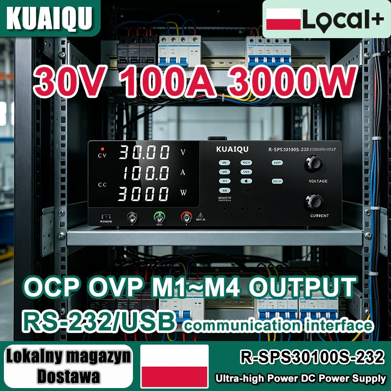 KUAIQU 30V 100A 3000W Programmierbares DC-Netzteil mit RS232 USB-Anschluss, einstellbarer Labornetzteilregler mit OCP/OVP/Speicherfunktion für Test- und Alterungstests