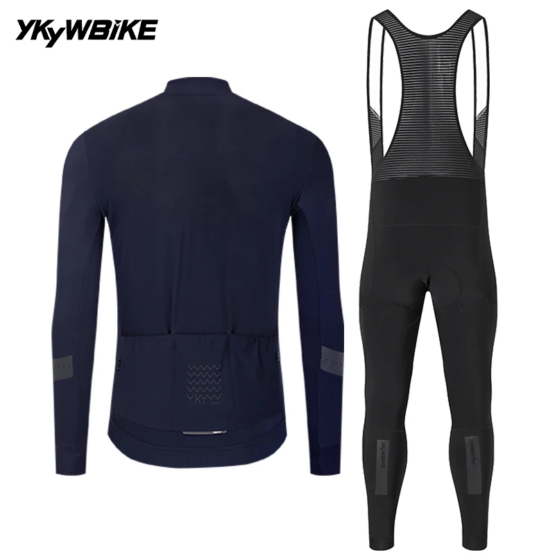 YKYWBIKE Herren-Radsportbekleidung Winter 10-20 ° C Fahrrad-Sets Rennrad-Latzhose Anzug Langarm-Radtrikot Kleidung – Detail 25