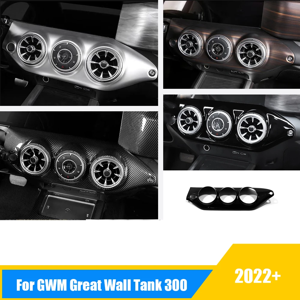 

For GWM Great Wall Tank 300 2021 2022 carbon Black Car middle air outlet Decoration frame Garnish Cover Trim Interior Accessorie