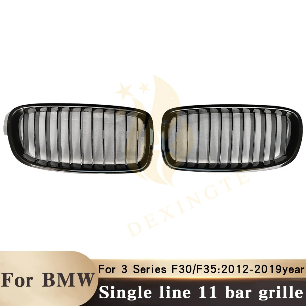 

2012-2019 For BMW 3 Series F30 F35 modify single line 11 bars glossy black Racing Grills tricolor front grille Racing Grills
