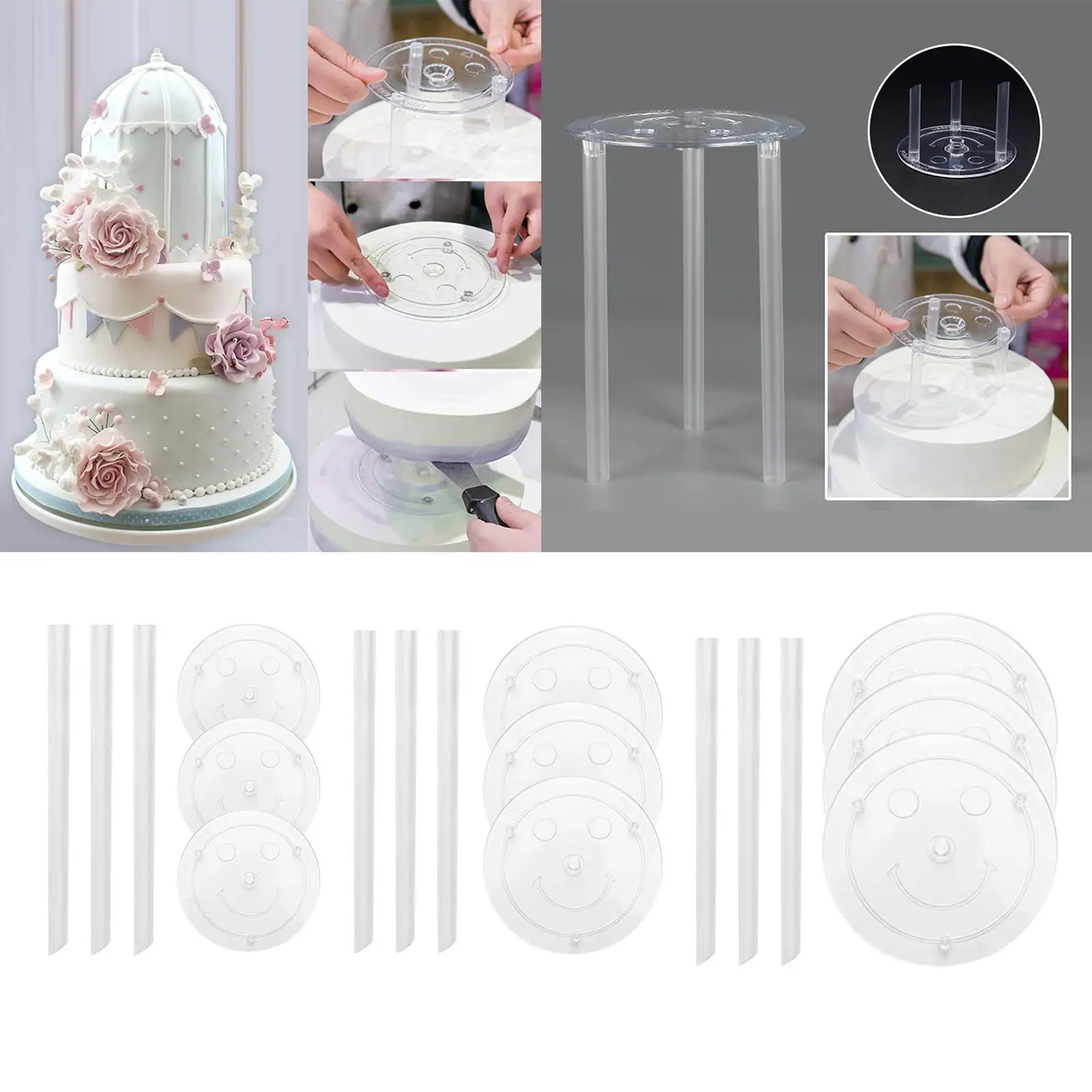 Multi- Support Set, Round Dessert Shelf Cake, Gasket Cake Support Cake Stands Baking Tools Piling Brackets