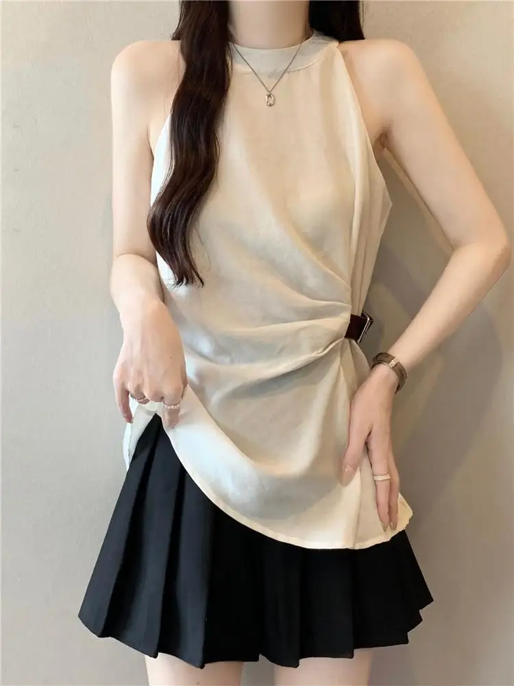 

Ele Ne Hanging Strap Vest Women's Summer plus Size Bal Waist-Cinching Svel Top Outerwear Comfortable Loose Fit