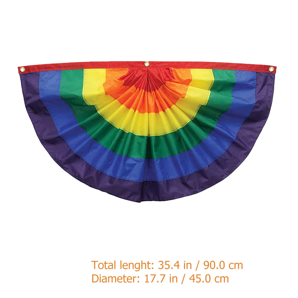 1pc Love Equal Rainbow Flag Party Favor Polyester Colorful Flag Yard  Flag Fan-Shaped Flag Banner Party Decoration 90x45cm