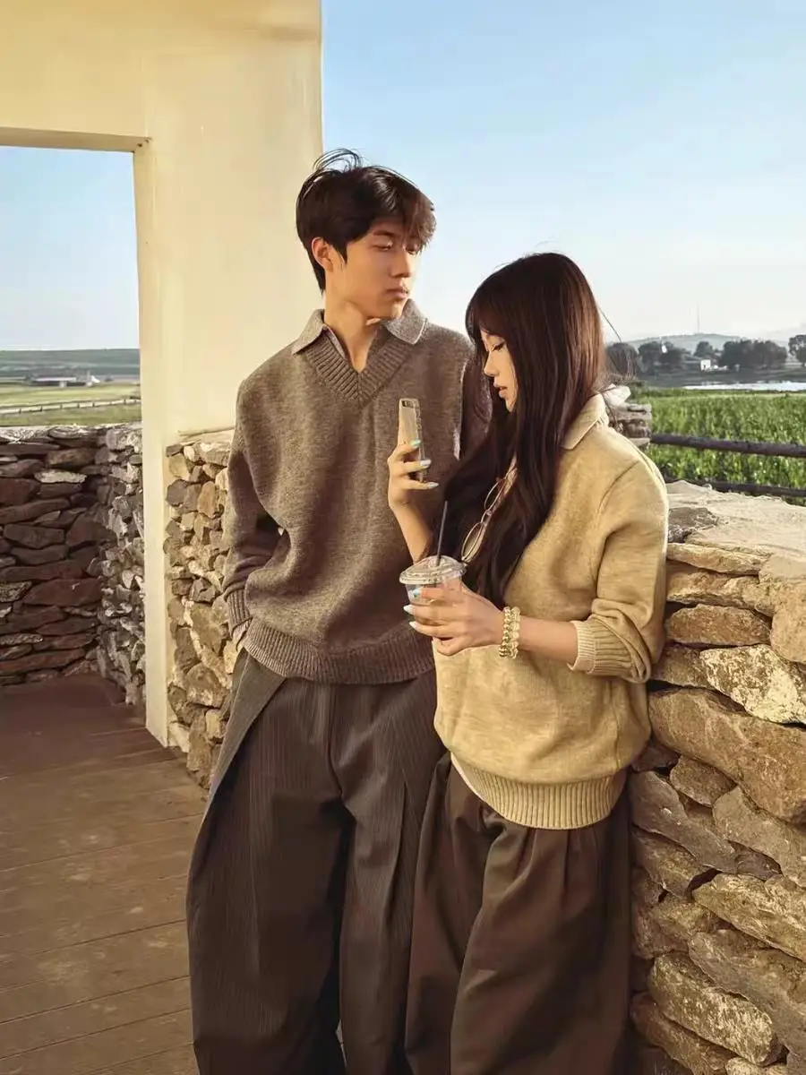 

Retro American Sle Ne Knitwear ex Autumn Winter Warm Aosphere Old Money Sle Outerwear Trendy Casual Sweater