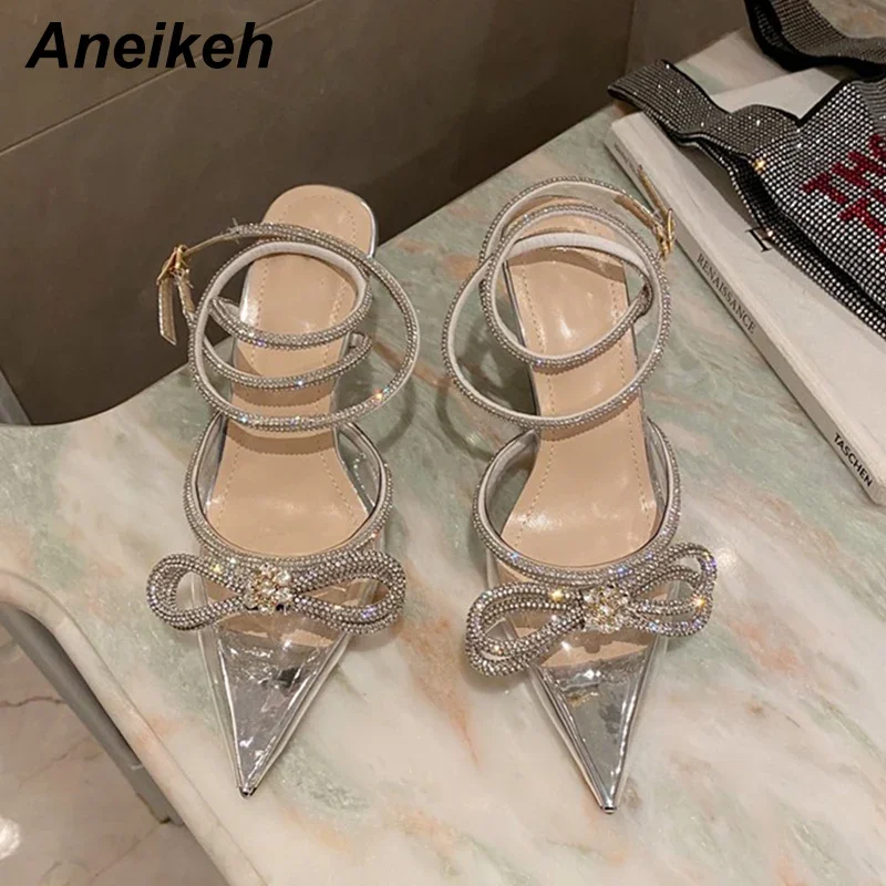 

Aneikeh/женская обувь, модные туфли-лодочки с узким ремешком и узким ремешком, весна/осень 2023, блестящие лоскутные туфли-лодочки с острым носком и перекрестной завязкой