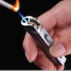 AOMAI Grinding Wheel Torch Lighter Metal Windproof Blue Jet Flame Cigarette Lighter Inflatable Smoke Accessories Gadgets for Men