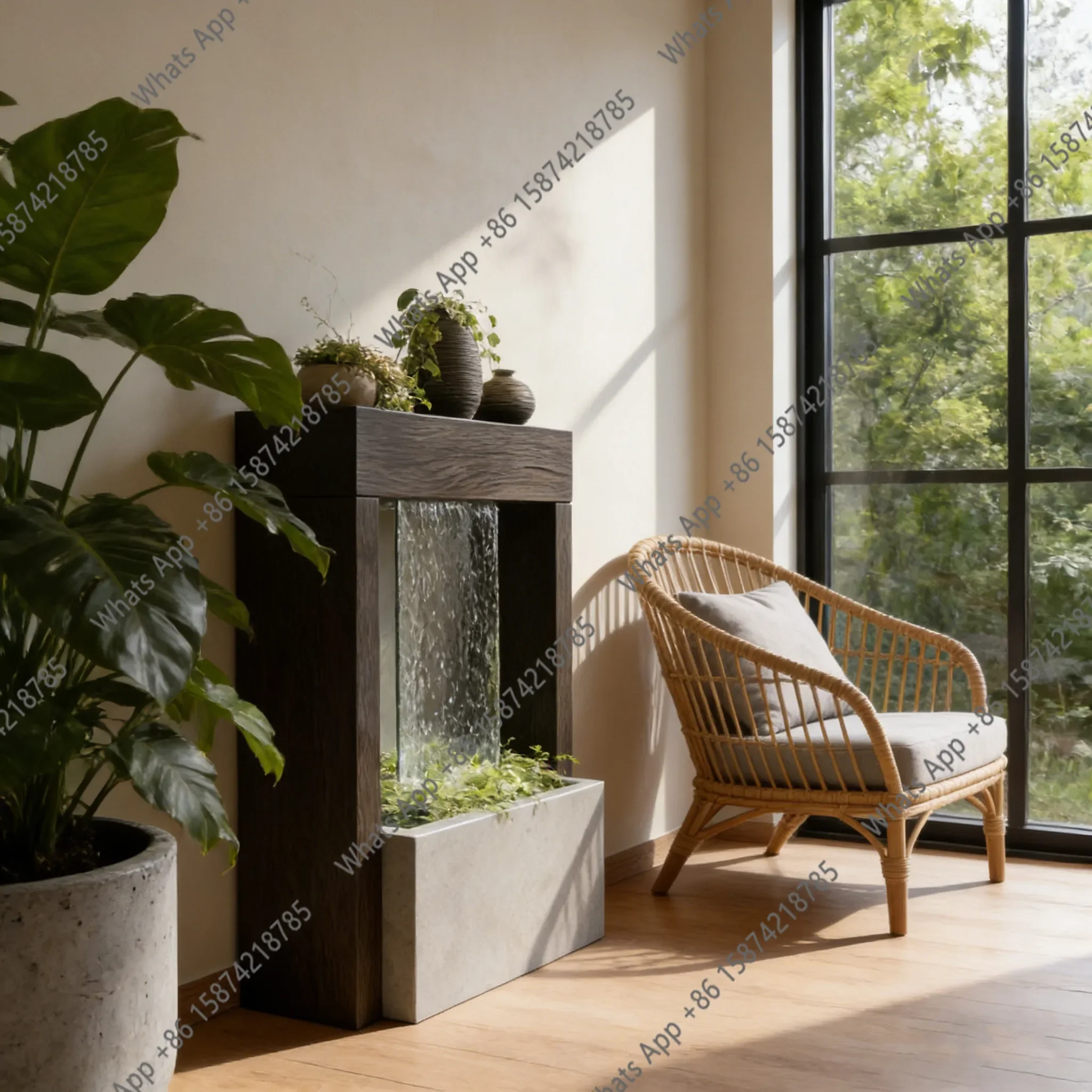 

Hc Entrance Cabinet Floor-to-ceiling Rack Self-circulating Water Strip Case Decorative Cabinet Foyer Water Feature