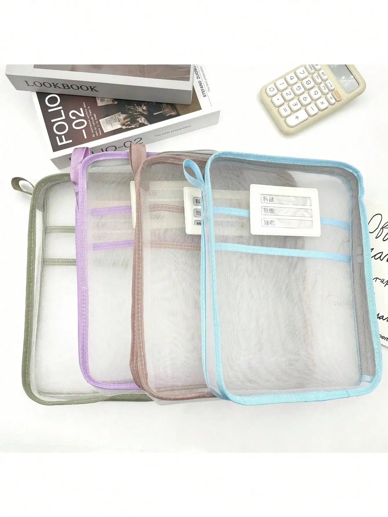 1 قطعة طبقة مزدوجة شفافة سستة منظم الملفات حقيبة المحمولة وثيقة وحقيبة تخزين الكتب للاستخدام الفصول الدراسية #1