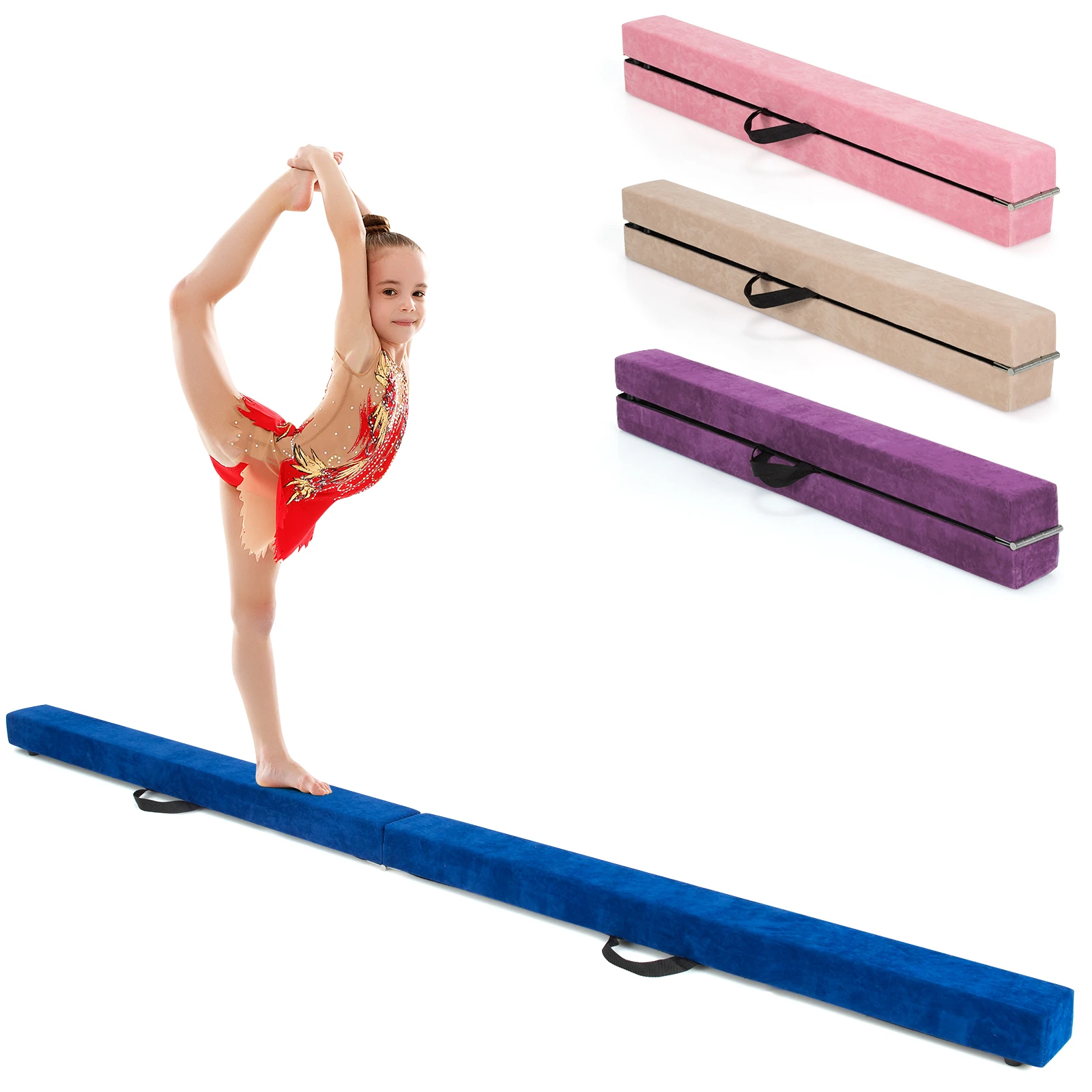 7FT Folding Gymnastic Beam Portable Floor Balance Beam w/Handles for Gymnasts