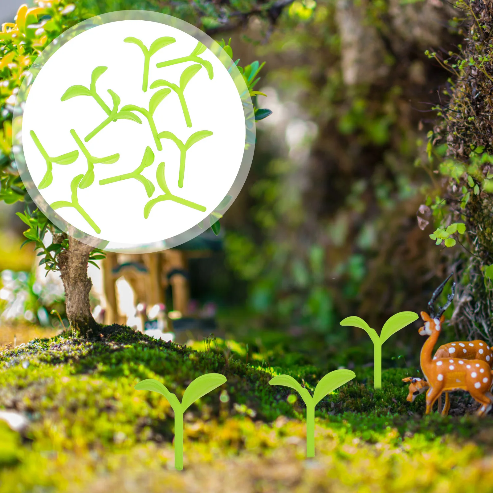

12pcs Miniature Sprouts Lifelike Bean Sprout Models Micro Landscape Decorations Bonsai Craft Artificial Plants Tiny Fake