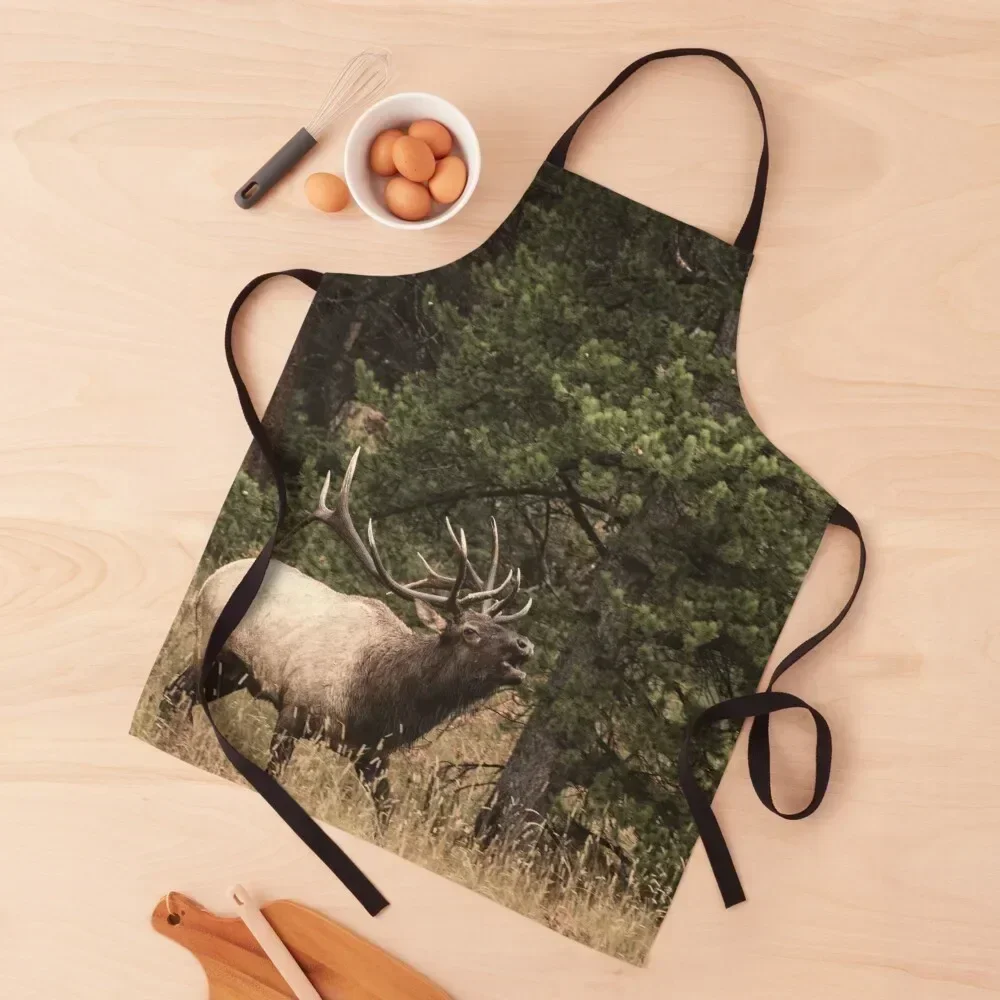 Bull Elk Rutting Season Apron Men'ss Funny Women's Dresses Teacher Apron