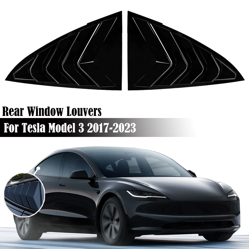 

Car Rear Window Louver Cover Sport Style For Tesla Model Y 2021-2023 Air Vents Windshield Triangle Window Spoiler Shutter Cover