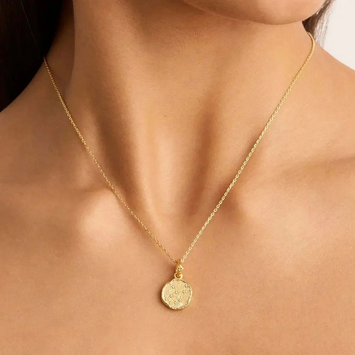 Vintage Stainless Steel Irregular Lava Texture 12 Constellations Symbol Necklace Zodiac Sign Coin Pendant Choker Jewelry Woimen - Image 2