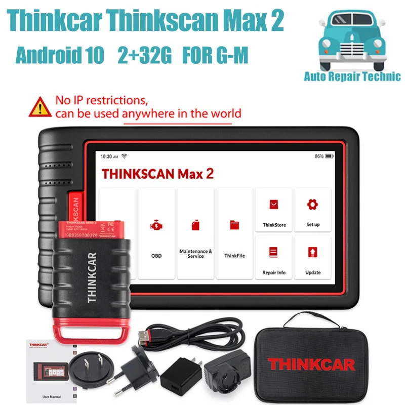 THINKCAR ThinkScan Max 2 Diagnostic Tools Full system Support CANFD For GM 2023 AF DPF IMMO 28 Reset ECU Coding OBD2 Scanner