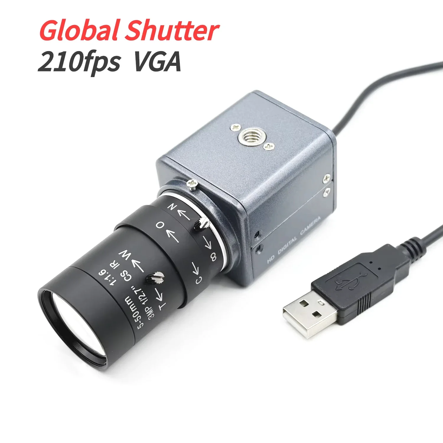 GXIVISION  VGA 210fps Global Shutter Monochrome USB Camera,Driver Free 640X360,High Frame Rate Fast Motion Shooting