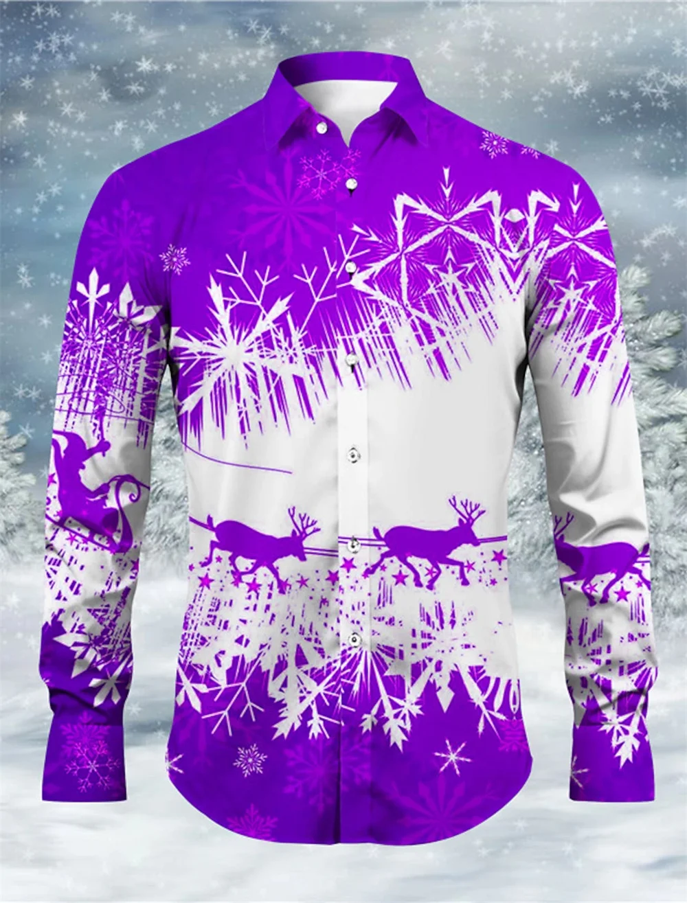 Christmas Shirt Men's Blue Red Snowflake Long sleeved Shirt Comfortable Soft Fabric Party Men's High Quality Clothing 2023