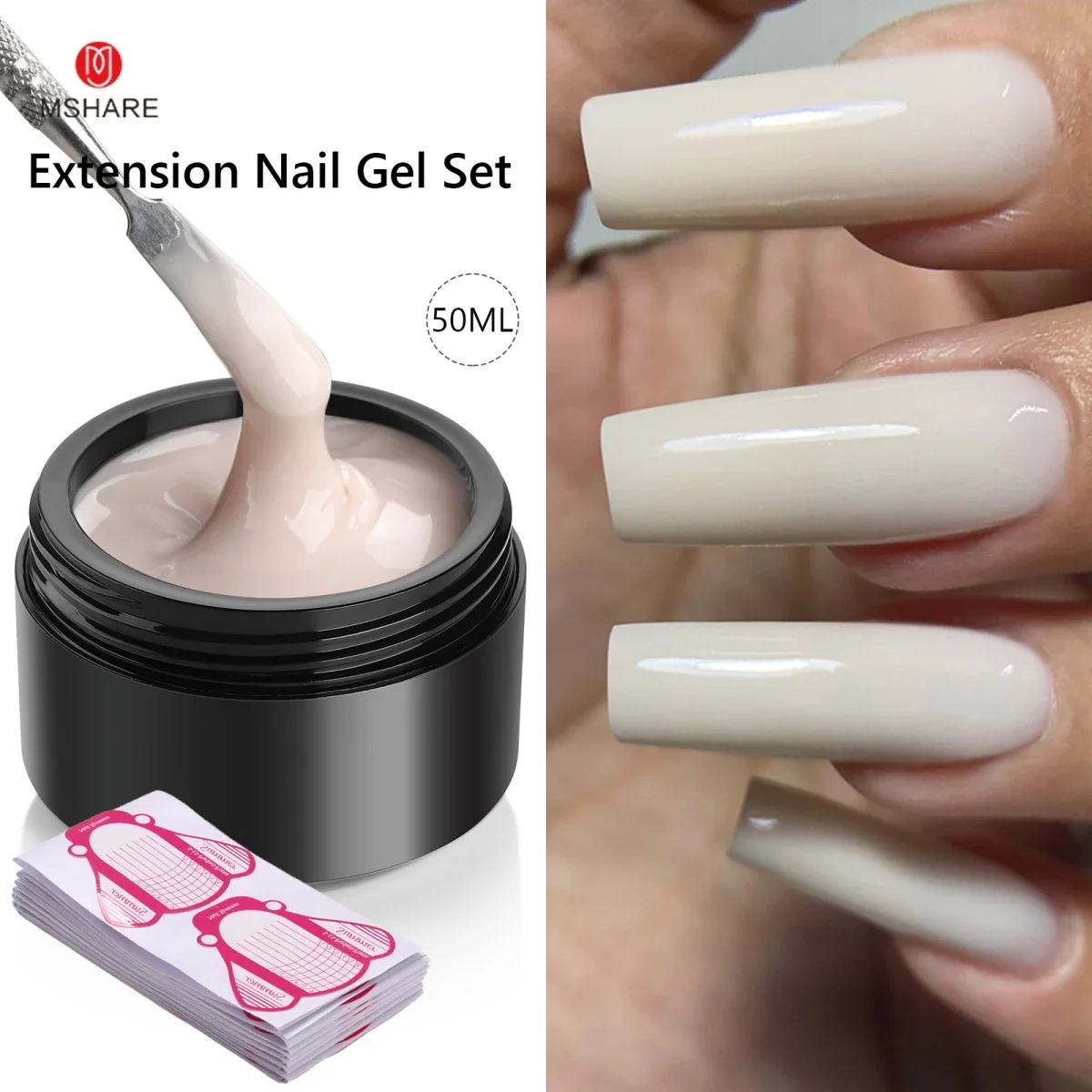 MSHARE 50ML Selbst Nivellierung Verlängerung Nagel Gel Set UV Led Bau Gel Für Maniküre Verlängern Französisch Nail art Bauen nagel