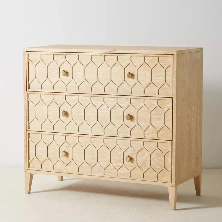 

* High Quality Bedroom Furniture French Contemporary Solid Wood 3-drawer Dresser