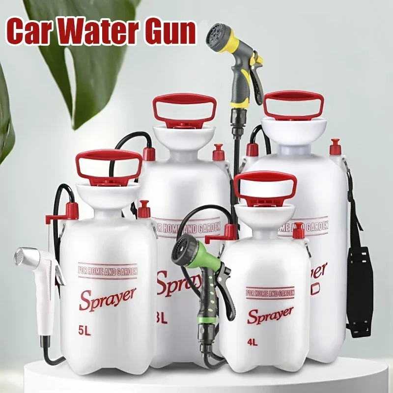 5/8L Car Wash Water Gun,Multi-functional Manual Pneumatic Sprayer for Irrigation Bathing Disinfection,Portable Camping Shower