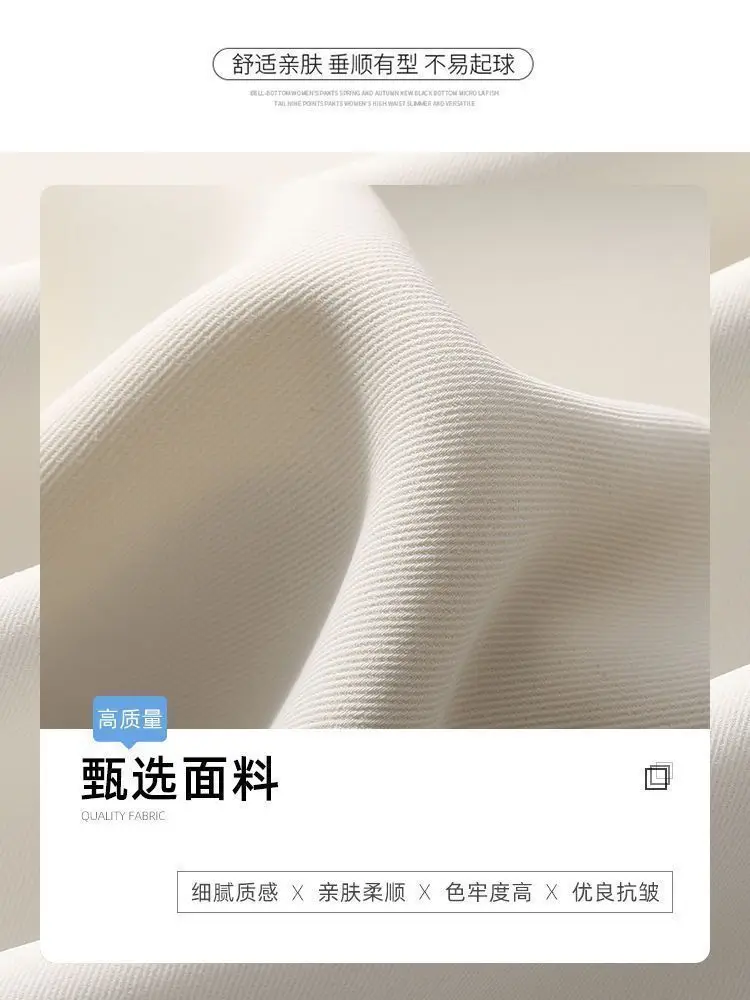 الشتاء المرأة عالية الخصر بنطال ذو قصة أرجل واسعة صوف مبطن بنطلون مستقيم فلوي مصممة مكتب عادية زر مزدوج #3