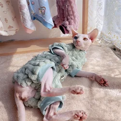 Elegant Warm Sphynx Cat Turtleneck Sweater Hairless Cat Clothes Comfort Winter Coat Thickening Fleece Jacket for Sphynix Cat