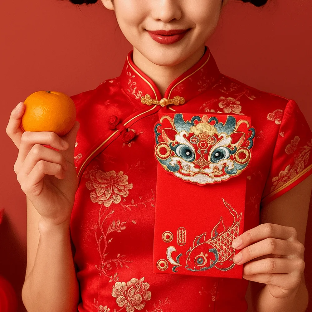 

Creative Traditional Embroidery Cloth Red Envelope Reusable Refillable Red Packet 3D Chinese Style HongBao Birthday