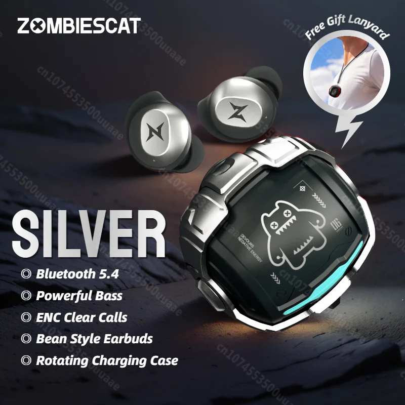 Zombiescat B12 TWS Wireless Earbuds Invisible in-Ear Bluetooth 5.4 Earphones Rotating Flip-Top Design Bluetooth Sports Headphone