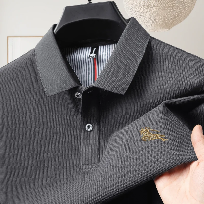 100% Cotton Classic Men's Best-Selling Brand Pony Embroidered Elastic Polo Shirt Summer Daily Comfortable Breathable Short Top