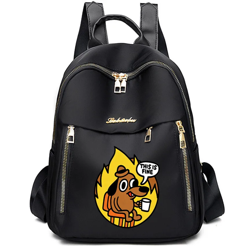 

Женский туристический рюкзак большой вместимости из оксфордской ткани и нейлона с забавным принтом «Это нормально» (собака), для девушек и женщин