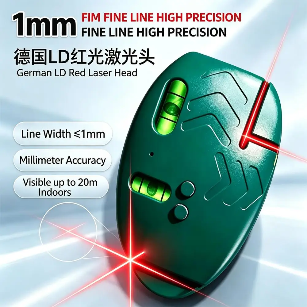 1/2 Stück hochpräzises Rot-Grün-Laser-Nivelliergerät, Mini-Winkelmesser, wiederaufladbar, Boden-Nivelliergerät, hochintensives Licht, Werkzeuge – Detail 11