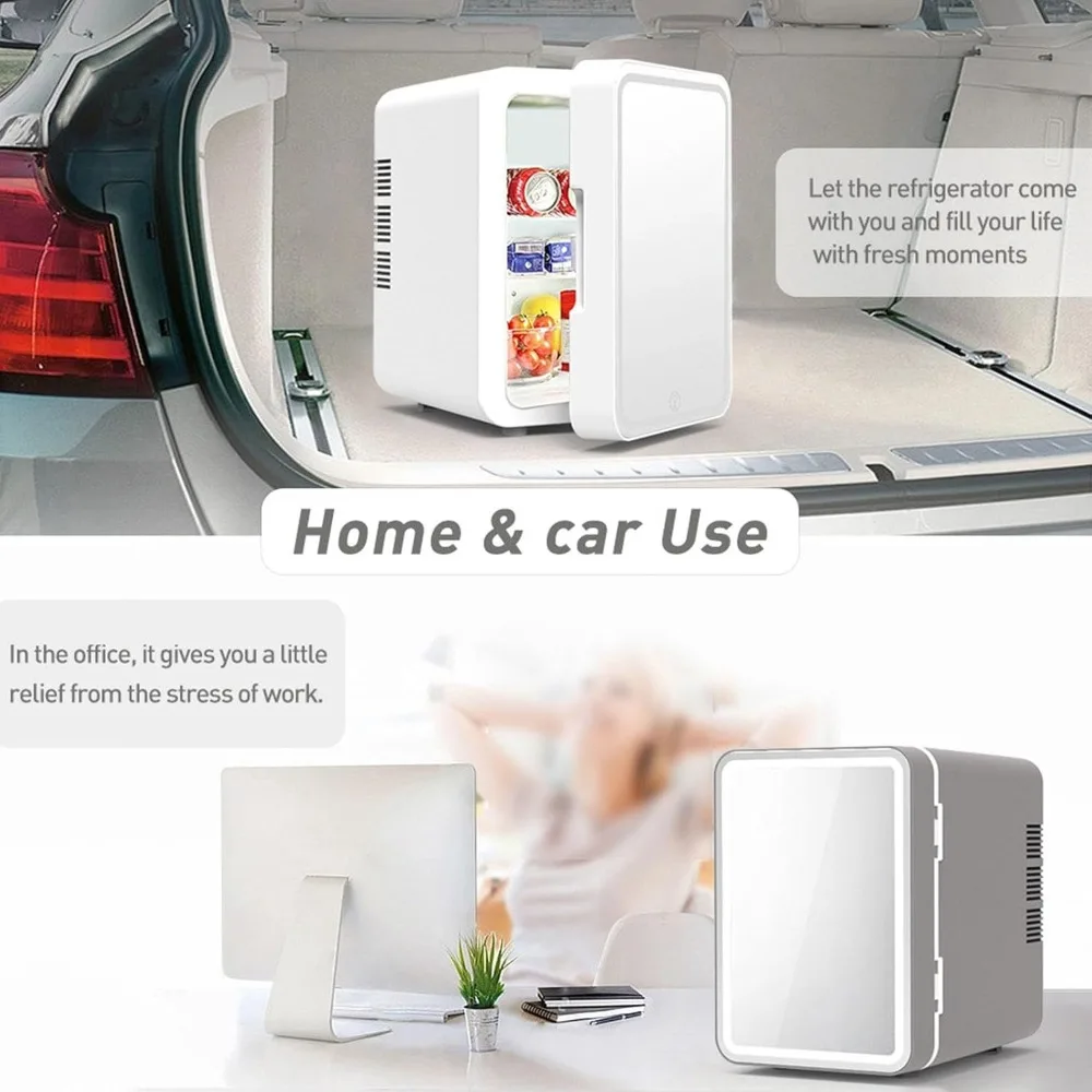 ثلاجة صغيرة للعناية بالبشرة مع مرآة LED قابلة للتعتيم بسعة 4 لتر، مبرد ثلاجة محمول 220 فولت وسخان للعناية بالبشرة، بيفيرا
