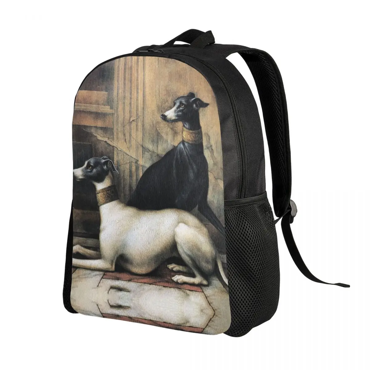 Levrieri con collari dorati zaino da viaggio donna uomo scuola Laptop Bookbag Sihthound Dog College Student Daypack Bags