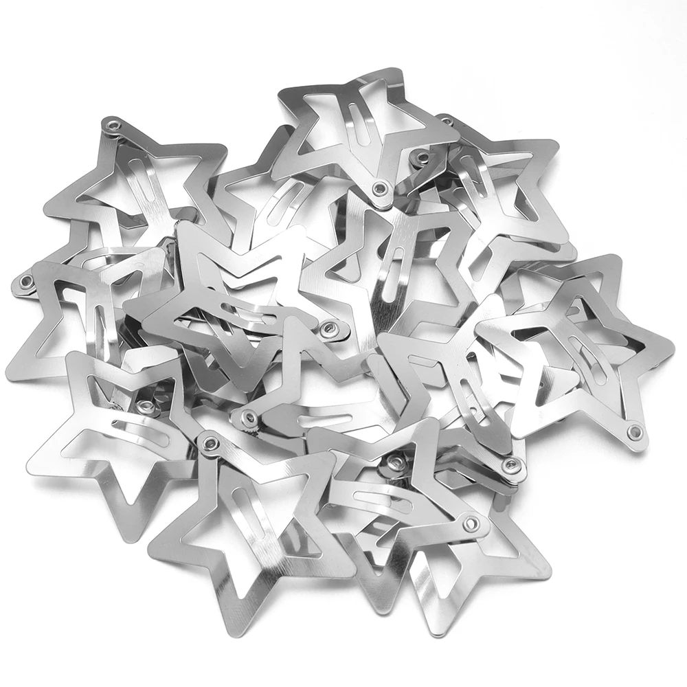 20/30/50/100pcs 3cm Y2K Silver Star Hair Clips for Girls Metal Snap Clip Hairpins Barrettes Hair Grip Jewel Hair Accessories