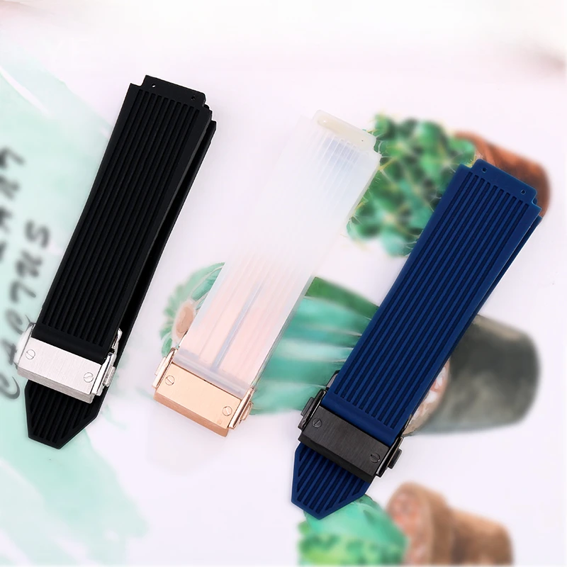 Hublot Yubo-Classic أحزمة ساعات مرنة مقاومة للماء ، سلسلة انصهار كلاسيكية ، مرنة ومريحة ، سوداء ، زرقاء ، بيضاء ، 26x19mm