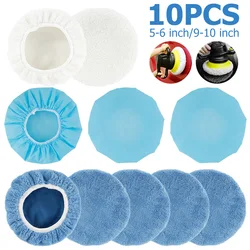 10pcs 5-6/9-10 Inches Microfiber Polishing Pad For Cars Body Polish Micro Fiber Polishing Wheels for Orbital Buffer Car Polisher